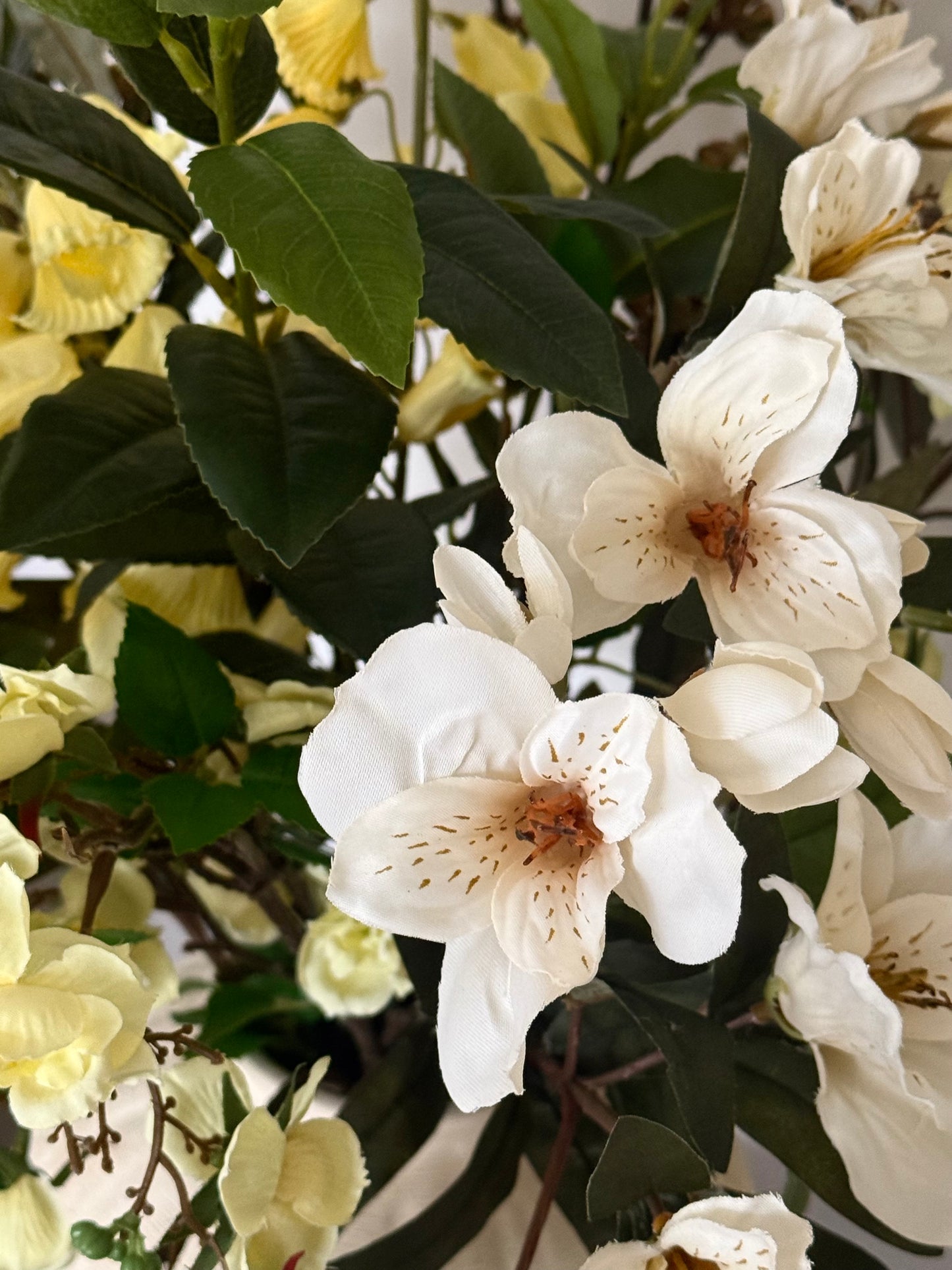 Margaretta | Extra Large | Yellow Artificial Flower Bouquet | Hanging Roses, Peruvian Lily | Luxury Hand-Tied Faux Flowers | Ready to Style