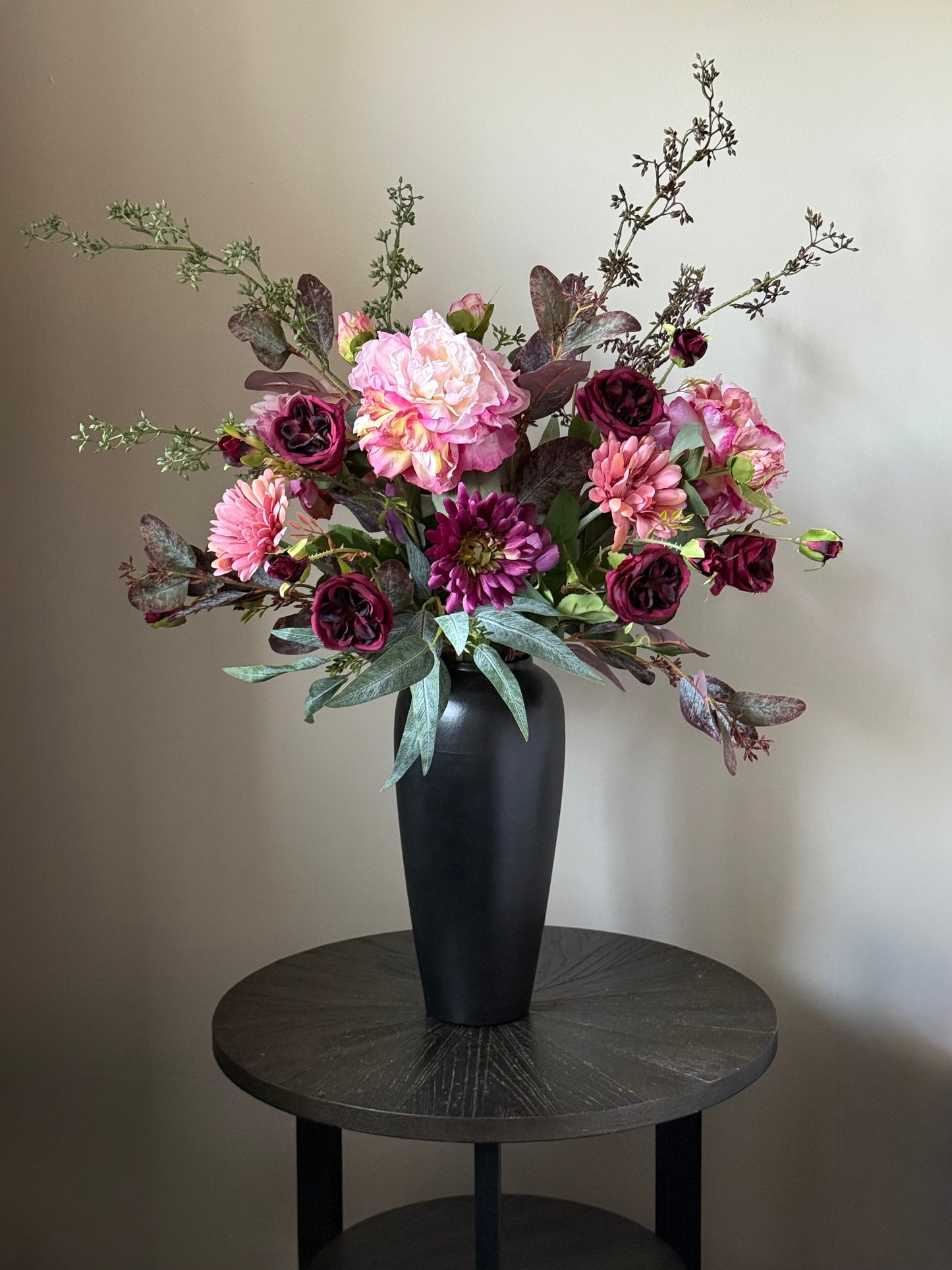 Melissa | Extra Large Dark Purple & Pink Artificial Flower Bouquet | Peony, Rose, Chrysanthemum