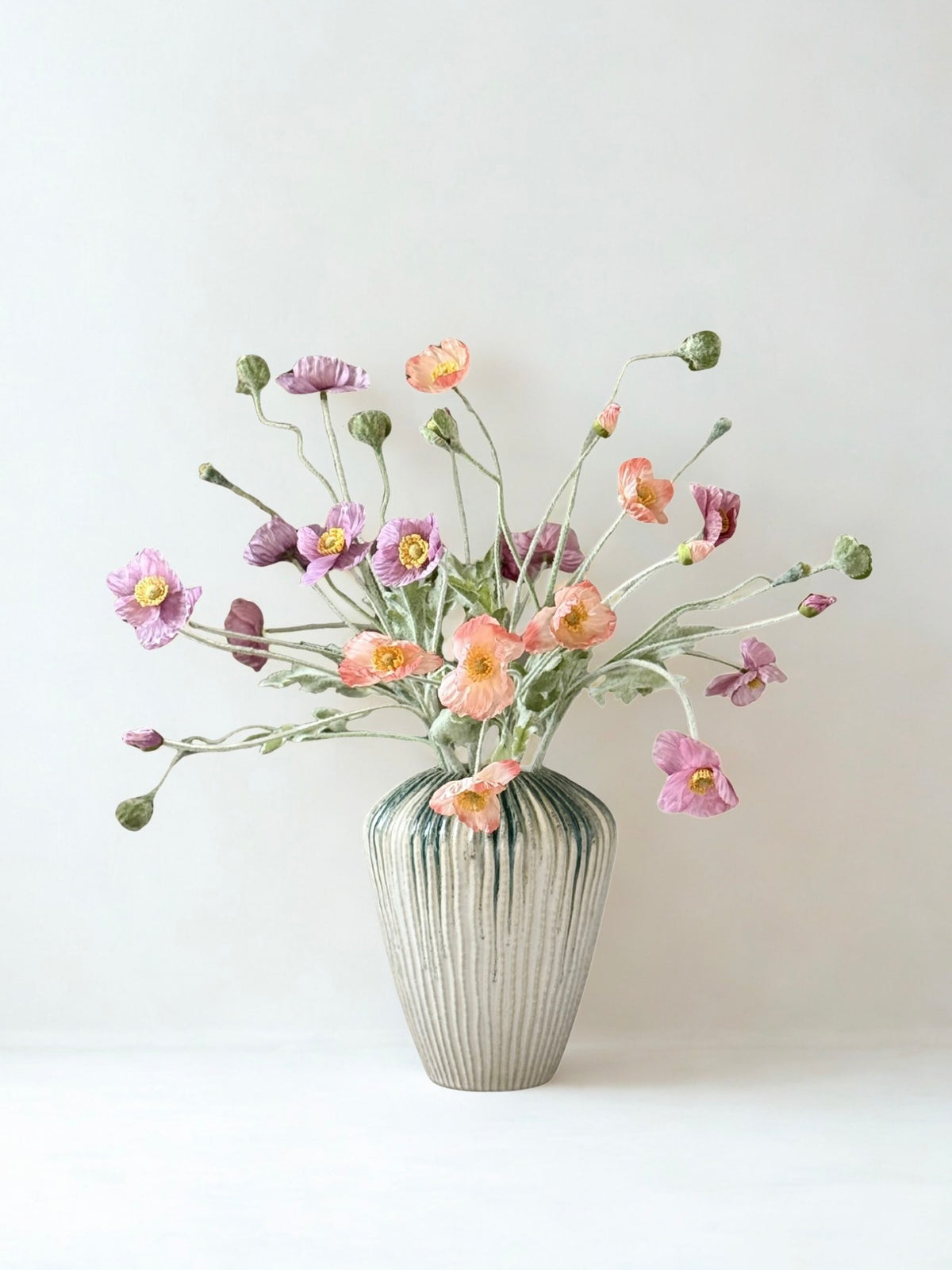 Summer Poppies | Medium Pink & Peach Artificial Flower Bouquet | Luxury Hand-Tied Faux Flowers | Ready to Style