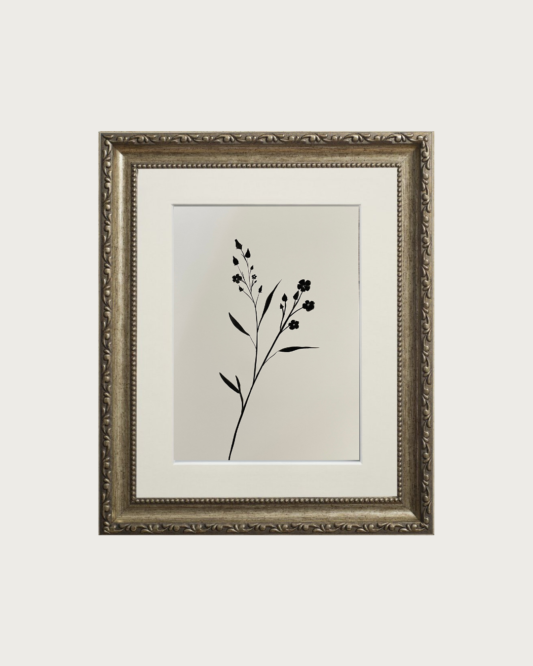 Hand Painted Art | Bloom Silhouette No. 17 | Black Gouache | 250 GSM