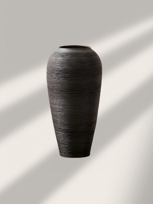 Large Ceramic Vase | Matte Black | 34cm