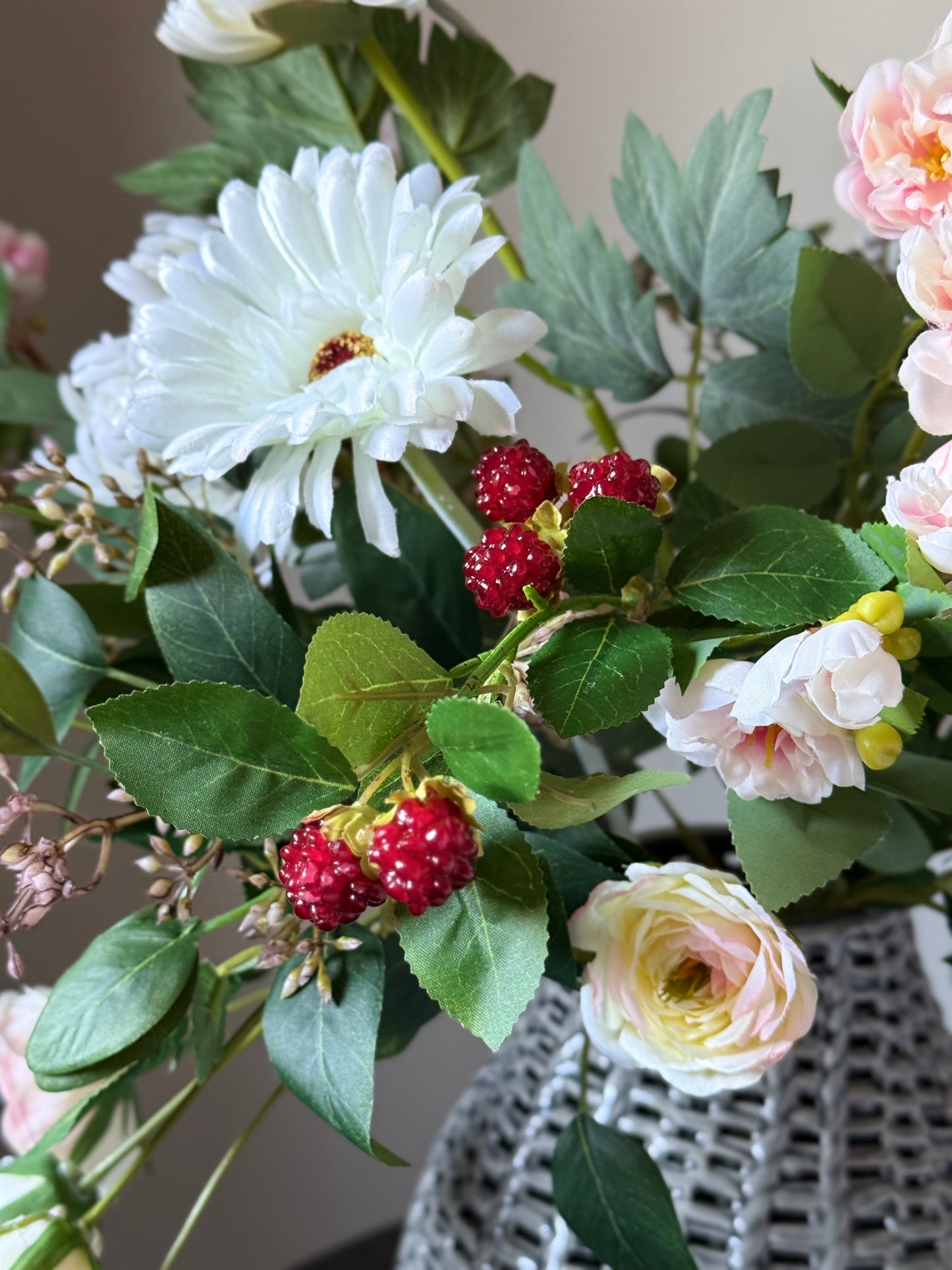 Candice | Large Artificial Bouquet | White, Pink, Red