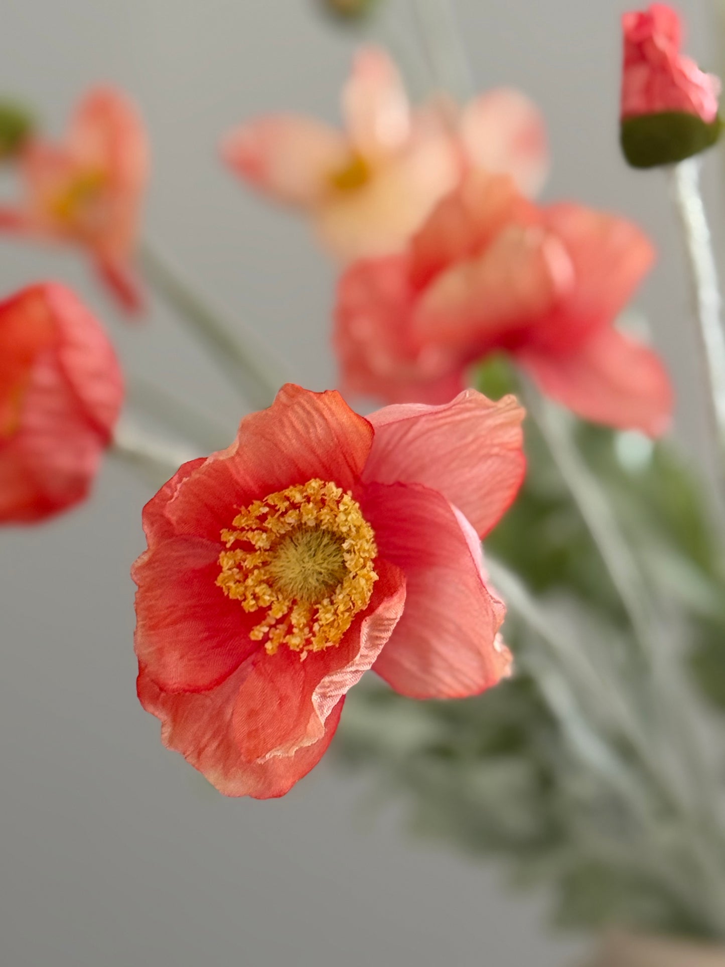 Autumn Poppies | Medium Pink & Peach Artificial Flower Bouquet | Luxury Hand-Tied Faux Flowers | Ready to Style