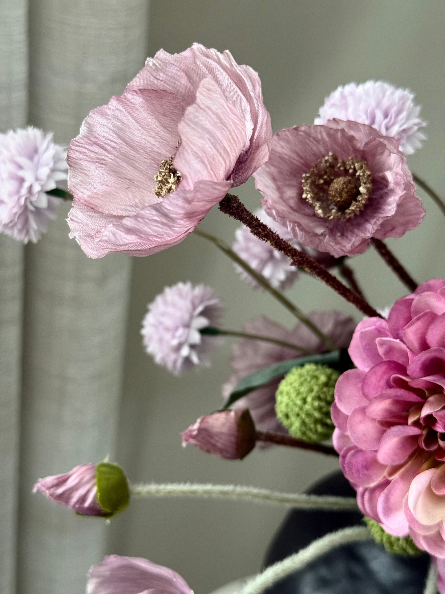 Chloe | Artificial Pink & Green Artificial Flower Arrangement including Ceramic Vase | Chloe