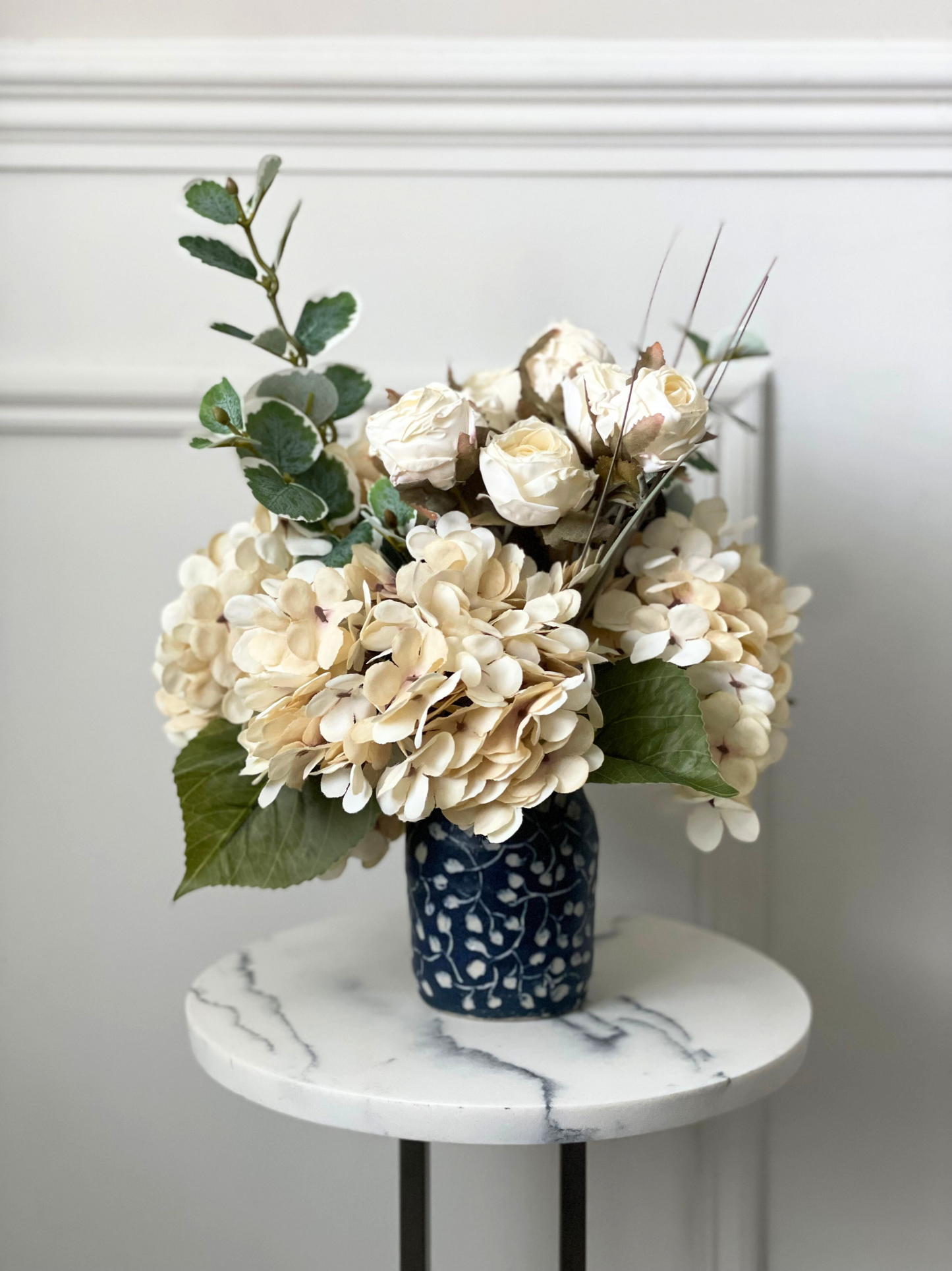 Dot | Arrangement including Vintage Vase | Cream, Green
