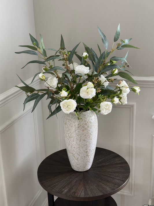 Louisa | Rose & Willow Leaf Bouquet | White, Green