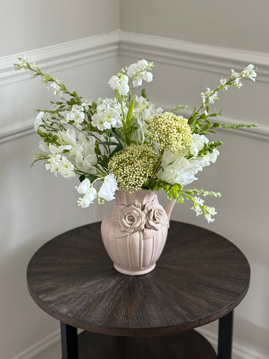 Felicity | Arrangement including Vintage Vase | White, Green