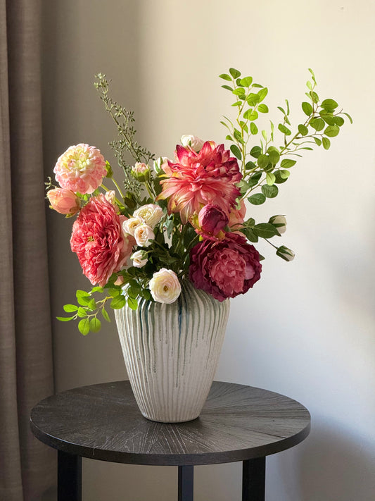Claire | Large Artificial Bouquet | Red, Coral, Pink