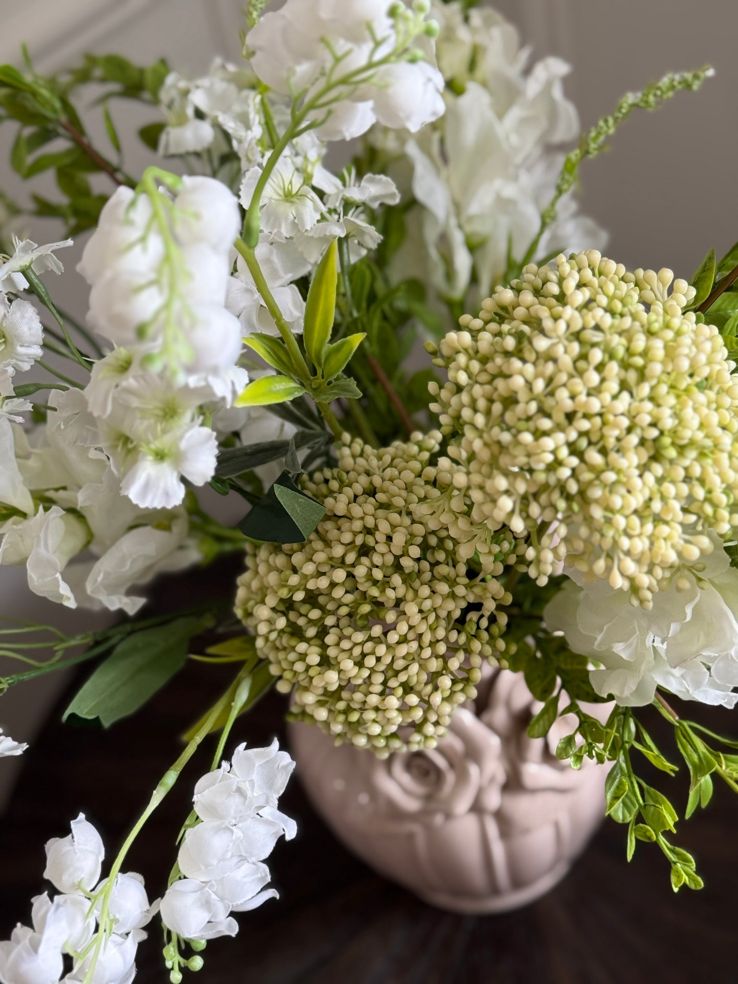 Felicity | Artificial Flower Arrangement including Vintage Vase | White, Green | Felicity