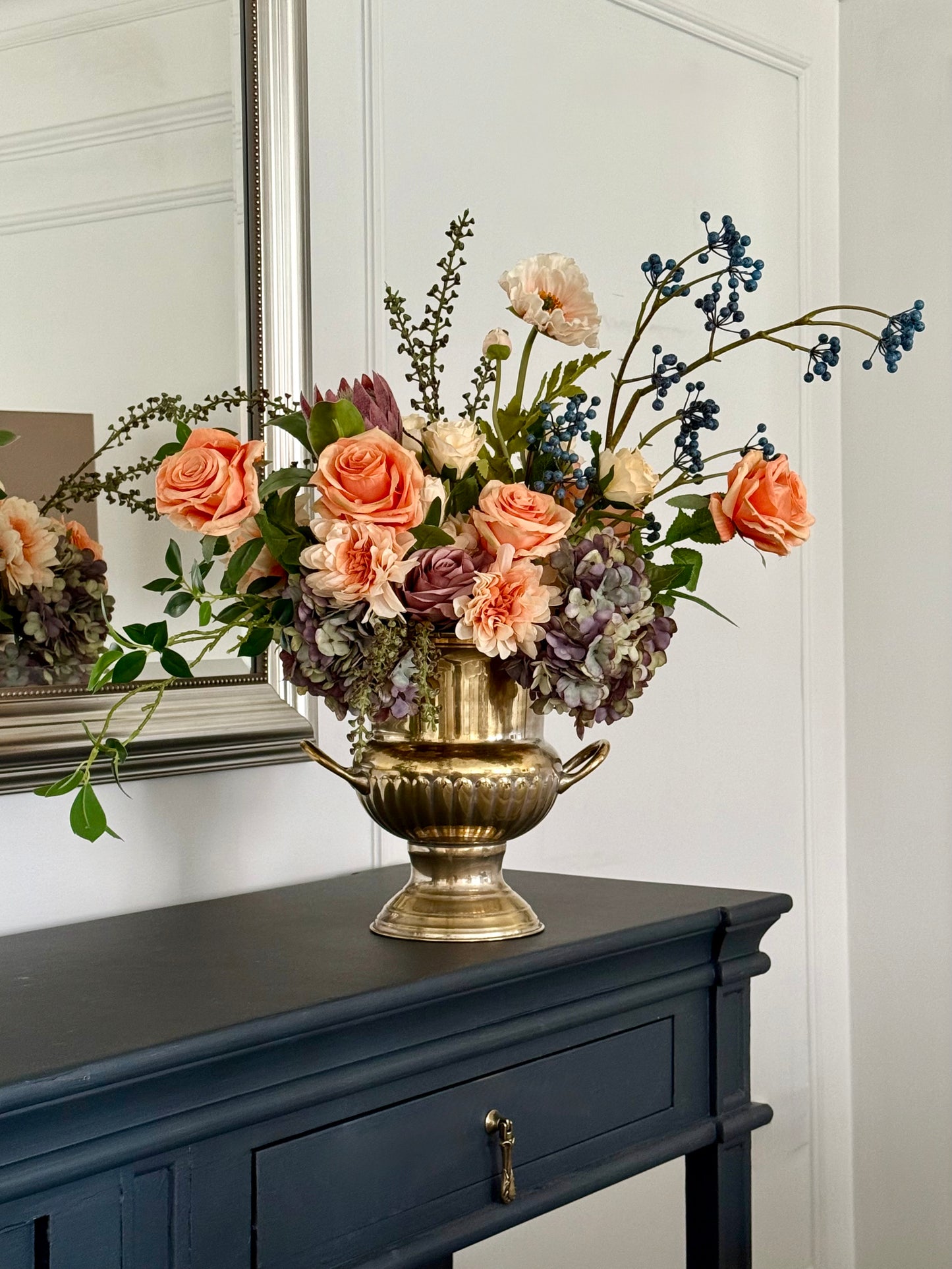 Alison | Artificial Flower Arrangement including Vintage Vase | XL Centrepiece Autumn
