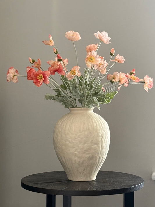 Autumn Poppies | Medium Pink & Peach Artificial Flower Bouquet | Luxury Hand-Tied Faux Flowers | Ready to Style