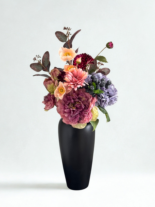 Orla | Medium Purple & Pink Artificial Flower Bouquet | Hydrangea, Peony, Berries | Luxury Hand-Tied Faux Flowers | Ready to Style