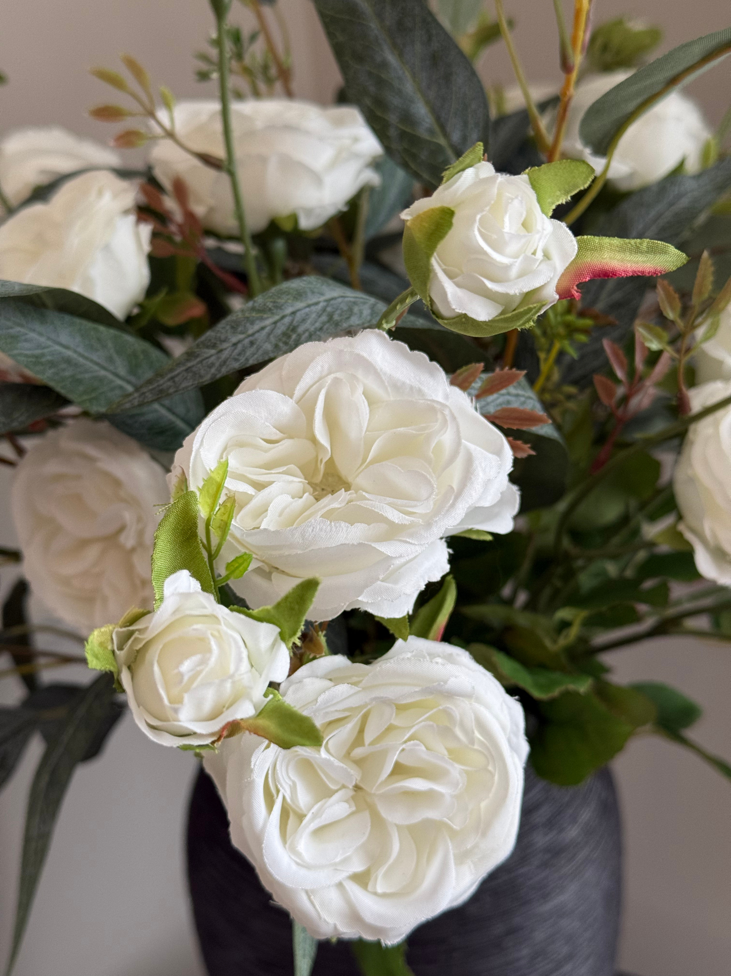 Louisa | Rose & Willow Leaf Bouquet | White, Green