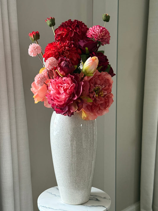 Katie | Medium Artificial Bouquet | Red, Pink