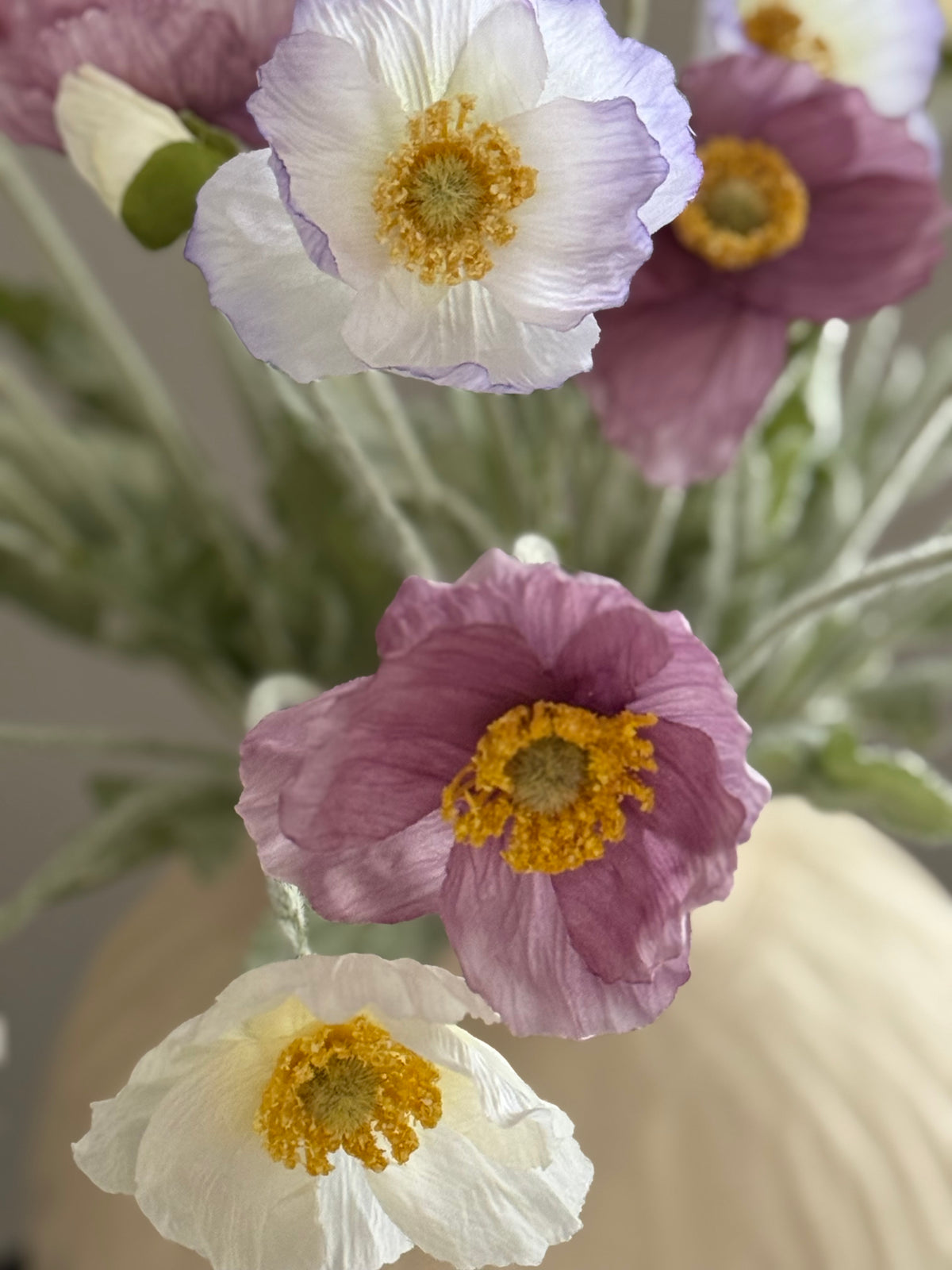 Winter Poppies | Medium Purple and Lilac Artificial Flower Bouquet | Luxury Hand-Tied Faux Flowers | Ready to Style