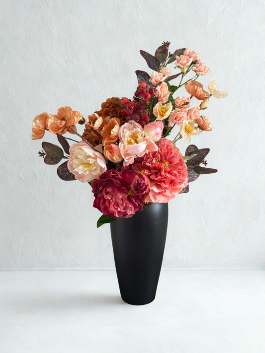 Sarah | Large Orange & Pink Autumn Artificial Flower Bouquet | Hydrangea, Peony, Berries | Luxury Hand-Tied Faux Flowers | Ready to Style