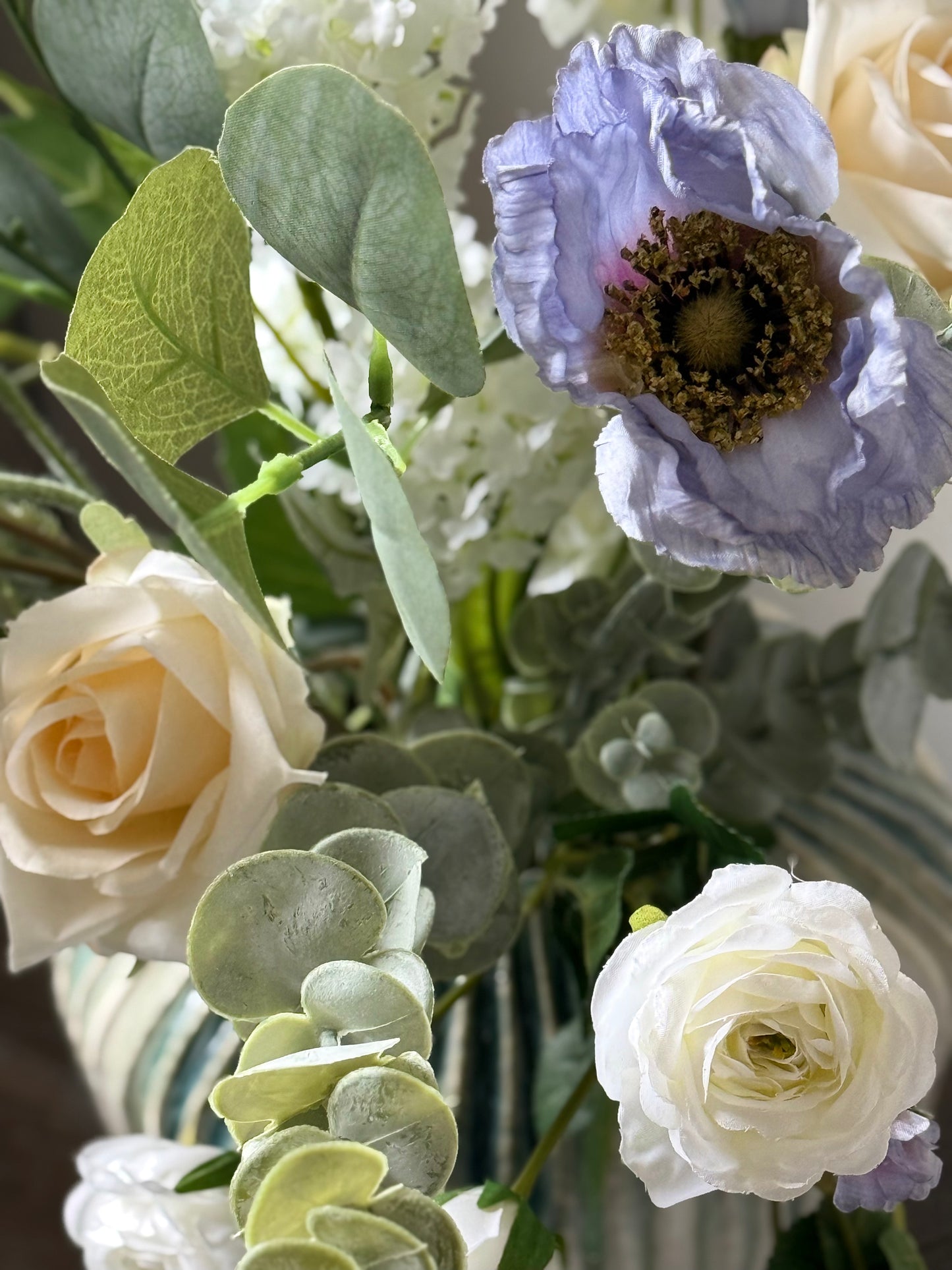 Kirstie | Medium Artificial Bouquet | White, Blue