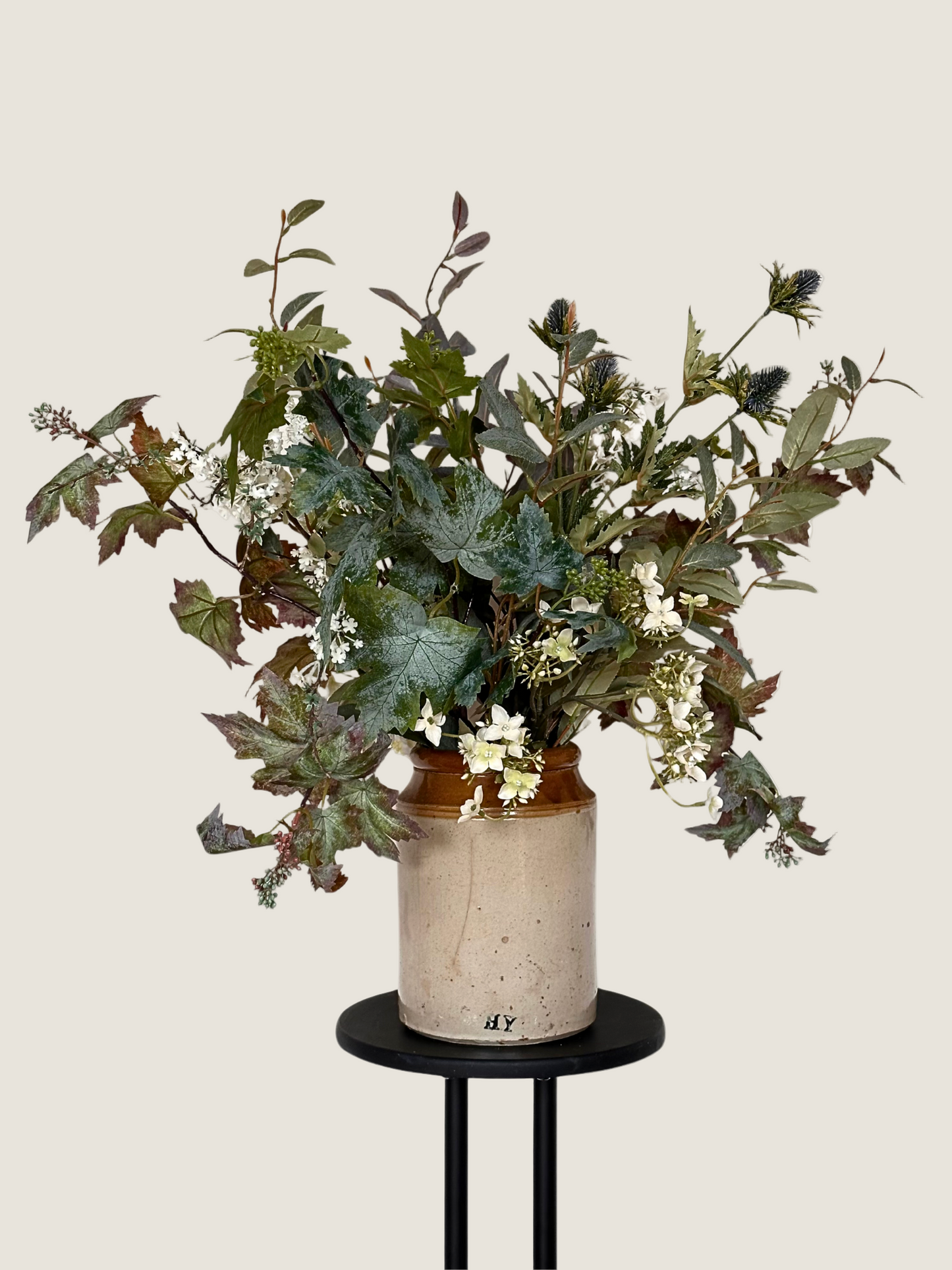 Leanne | Arrangement including Vintage Vase | Large | Autumn | Green, White