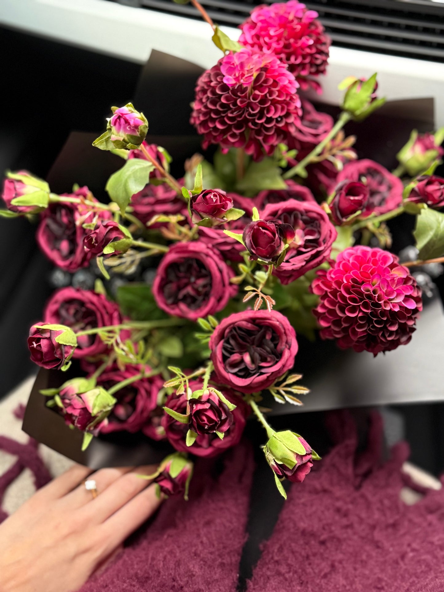 Ellie | Burgundy Noir Bouquet | Deep Red & Blue