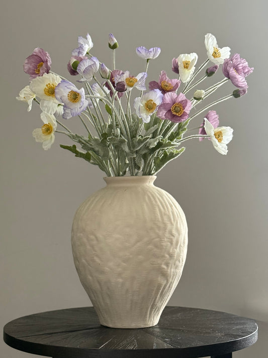 Winter Poppies | Medium Purple and Lilac Artificial Flower Bouquet | Luxury Hand-Tied Faux Flowers | Ready to Style