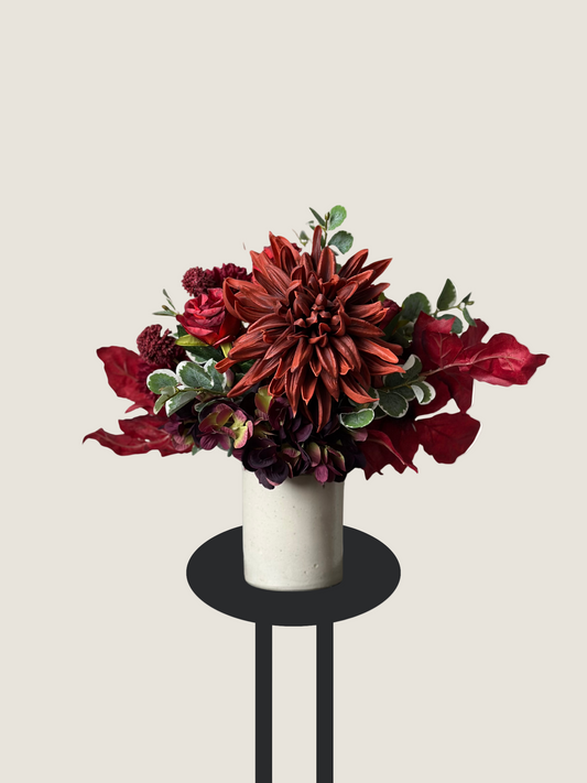Barbara | Seasonal Arrangement including Vintage Vase | Red, Green