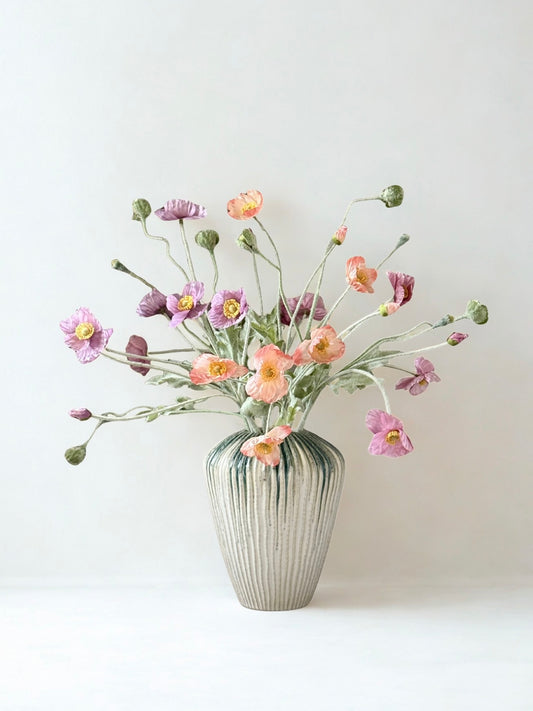 Summer Poppy | Medium Artificial Bouquet | Pink, Purple, Peach