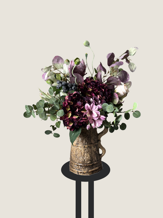 Janet | Arrangement including Vintage Vase | Purple, Green