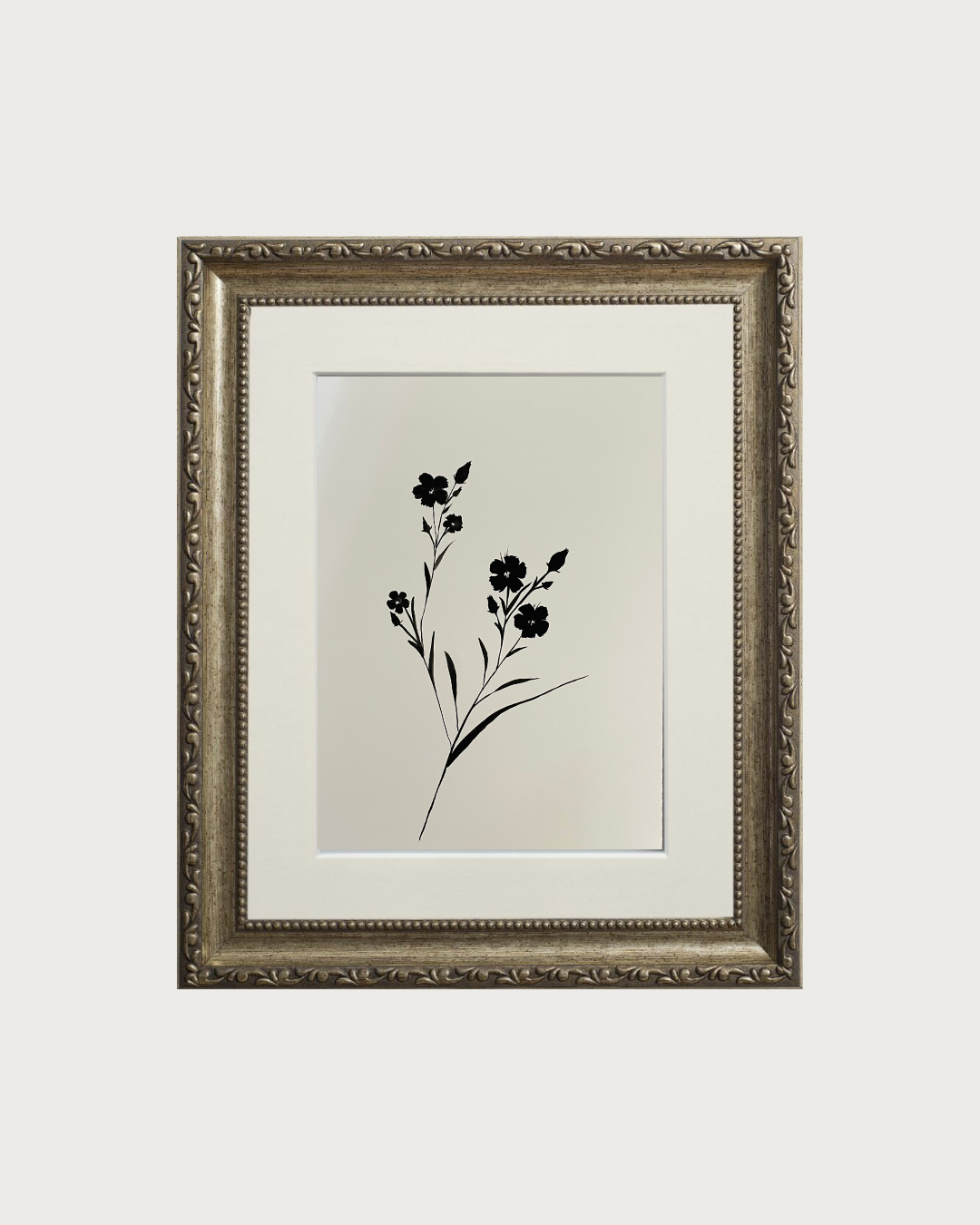 Hand Painted Art | Bloom Silhouette No. 16 | Black Gouache | 250 GSM