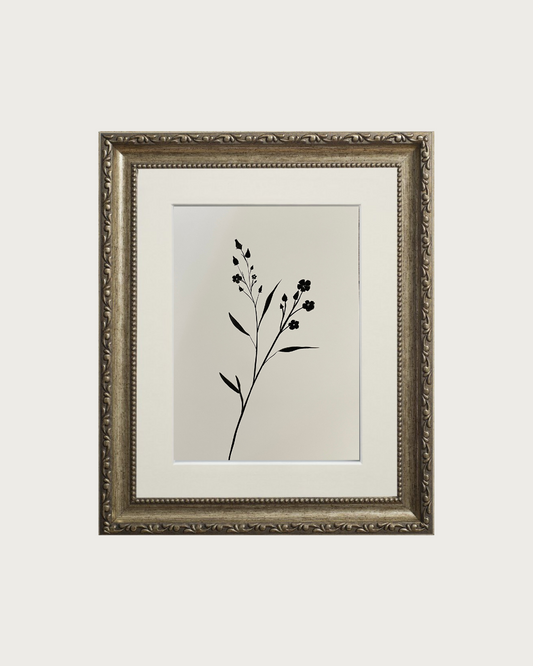 Hand Painted Art | Bloom Silhouette No. 17 | Black Gouache | 250 GSM