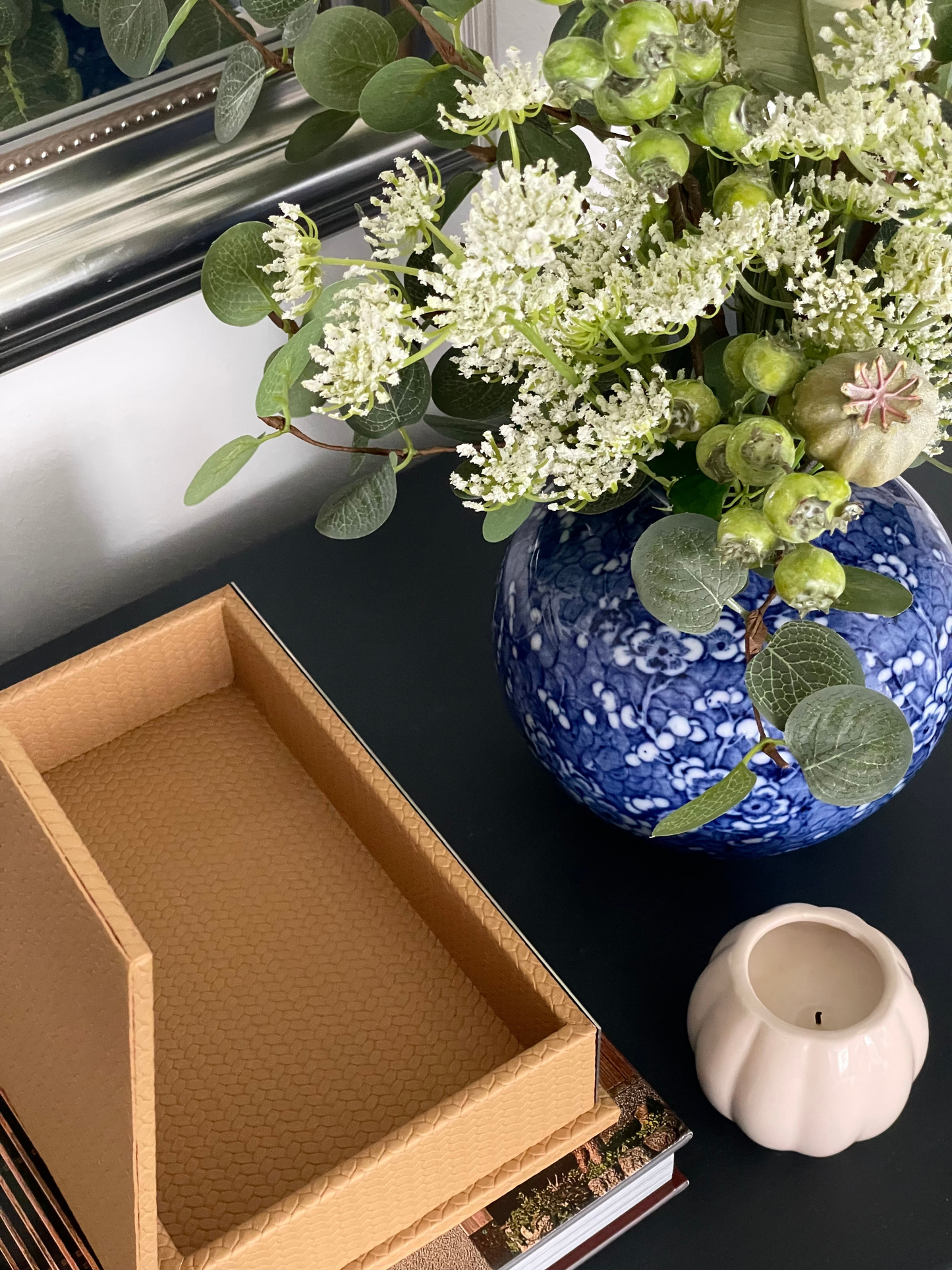 Storage Book Box | Beige PU Leather