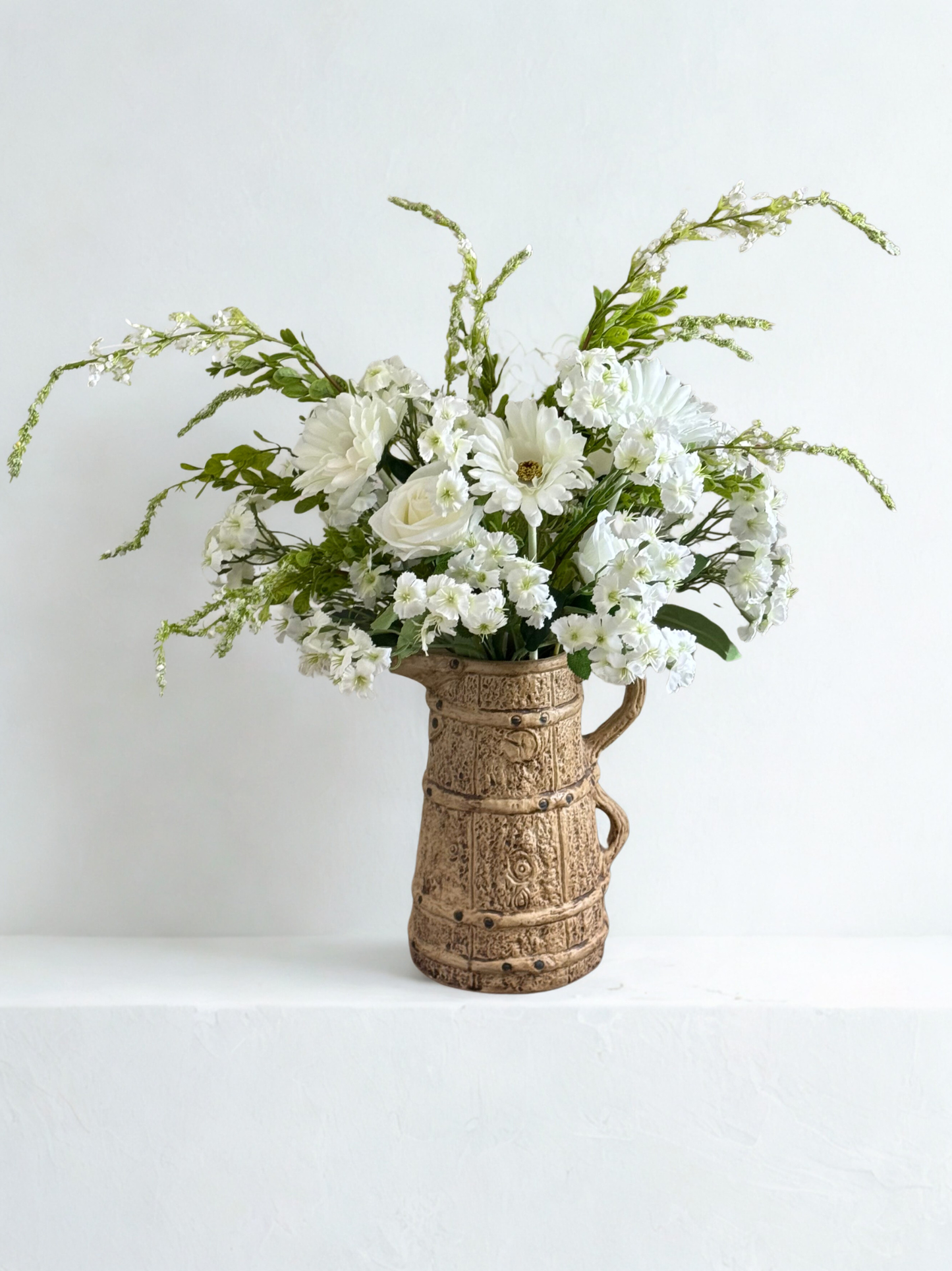 Sally | Arrangement including Vintage Vase | White, Green