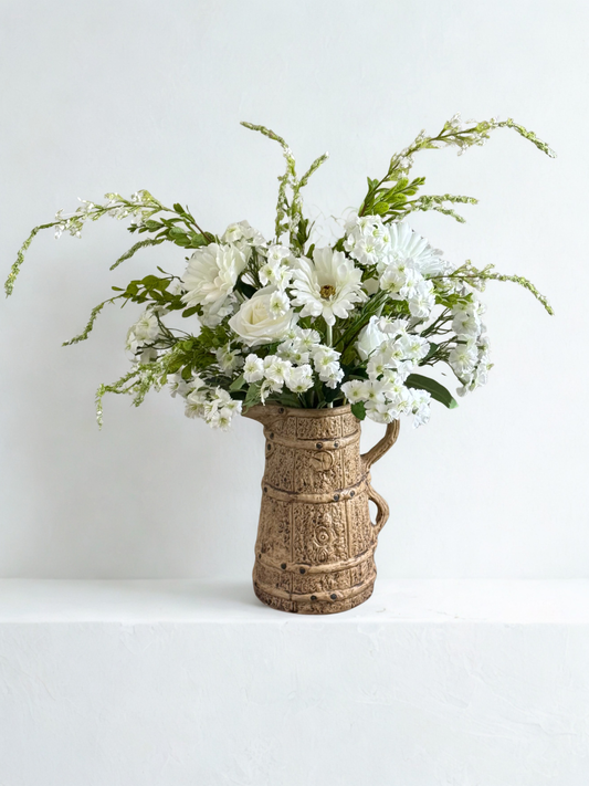 Sally | Arrangement including Vintage Vase | White, Green