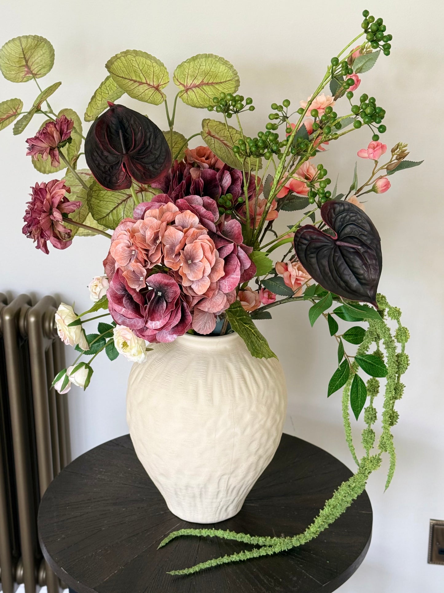 Divya | Large Pink & Purple Artificial Flower Bouquet | Hydrangea, Amaranthus, Anthurium