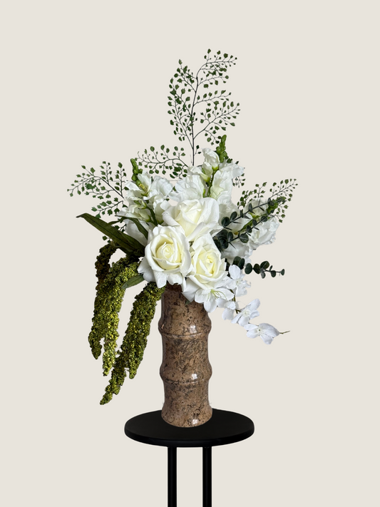 Magdalena | Arrangement including Vintage Vase | Green, White