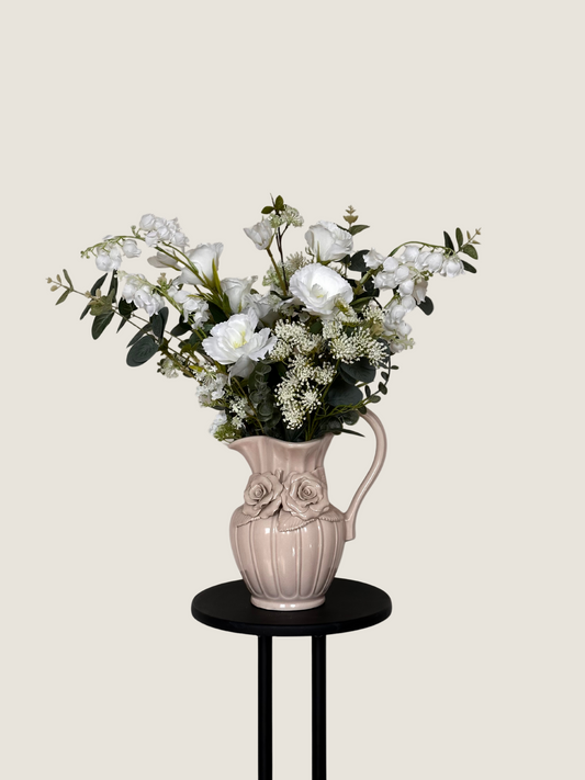 Felicity | Arrangement including Vintage Vase | White, Green