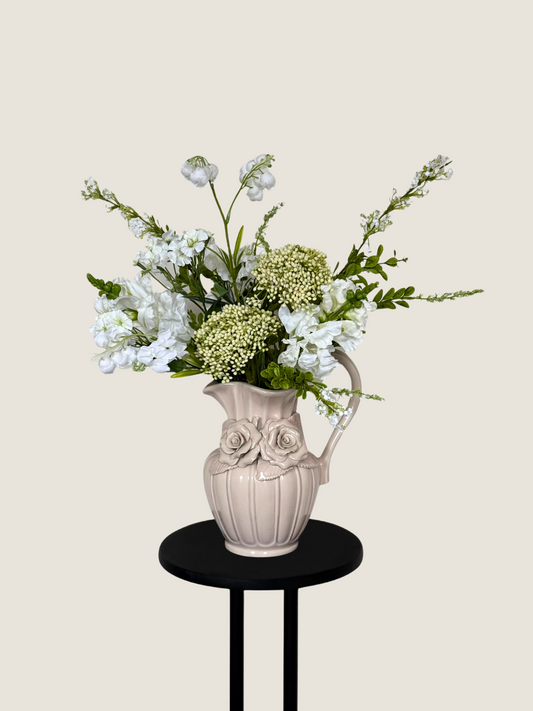Felicity | Arrangement including Vintage Vase | White, Green