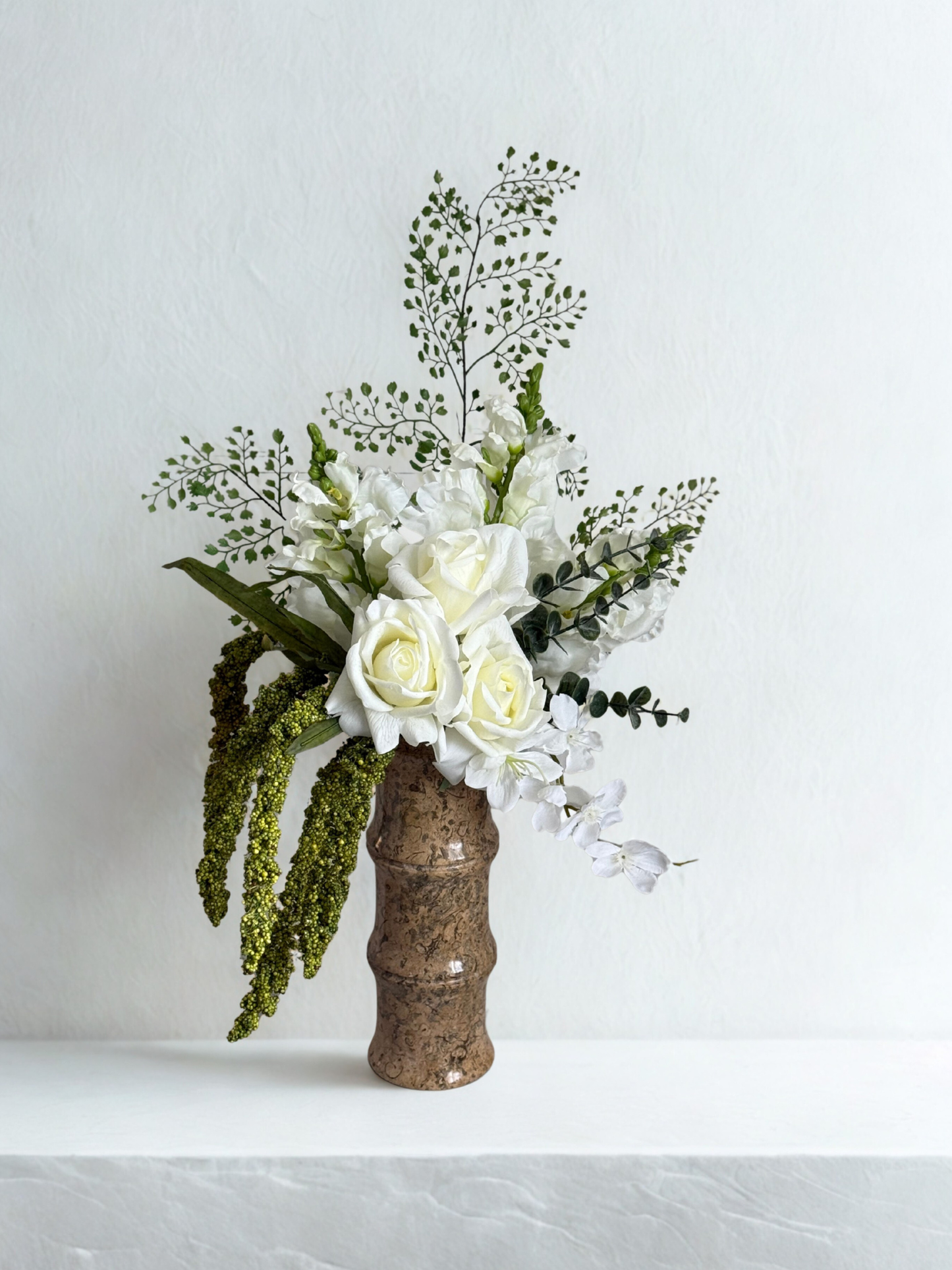 Magdalena | Arrangement including Vintage Vase | Green, White