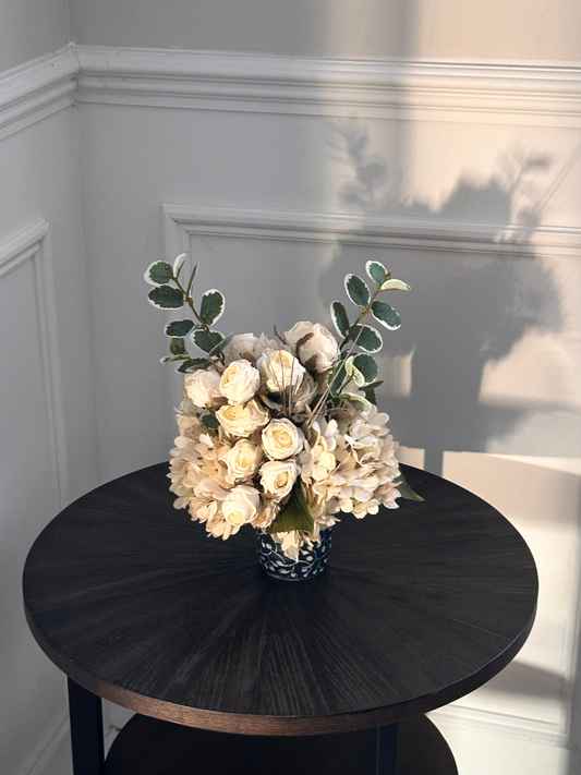 Dot | Arrangement including Vintage Vase | Cream, Green