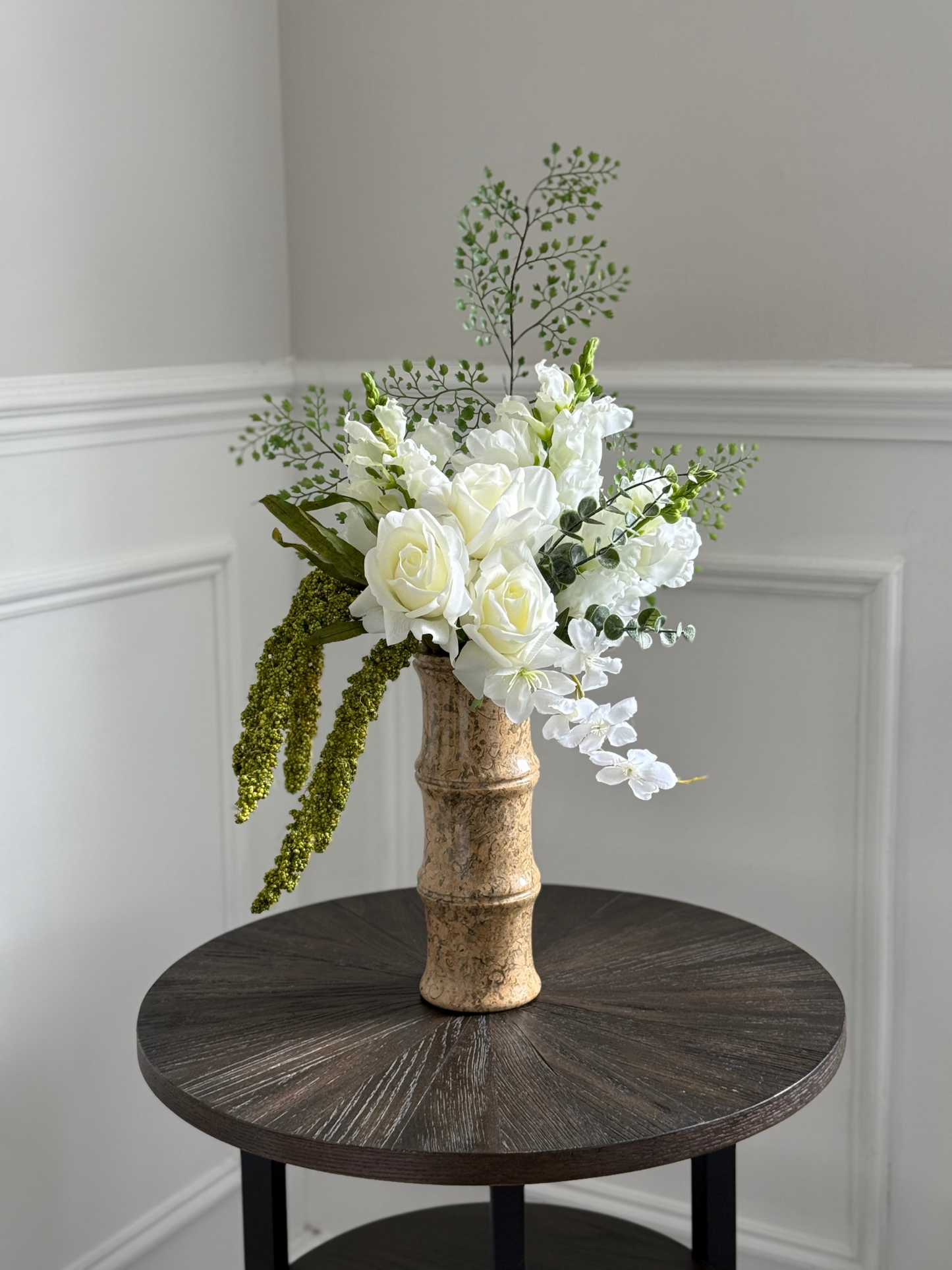 Magdalena | Arrangement including Vintage Vase | Green, White