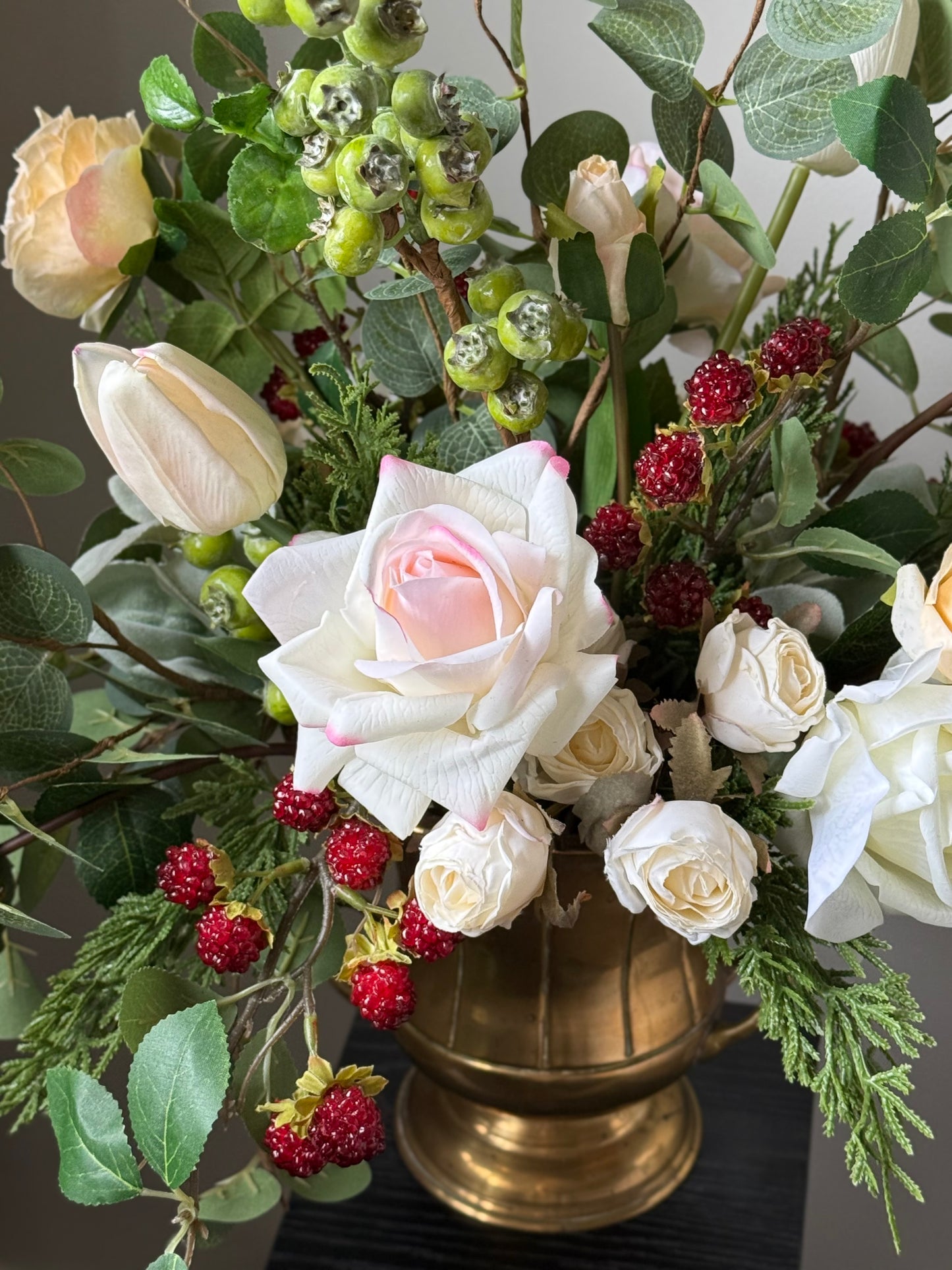 Janet | Artificial Arrangement including Vintage Brass Vase