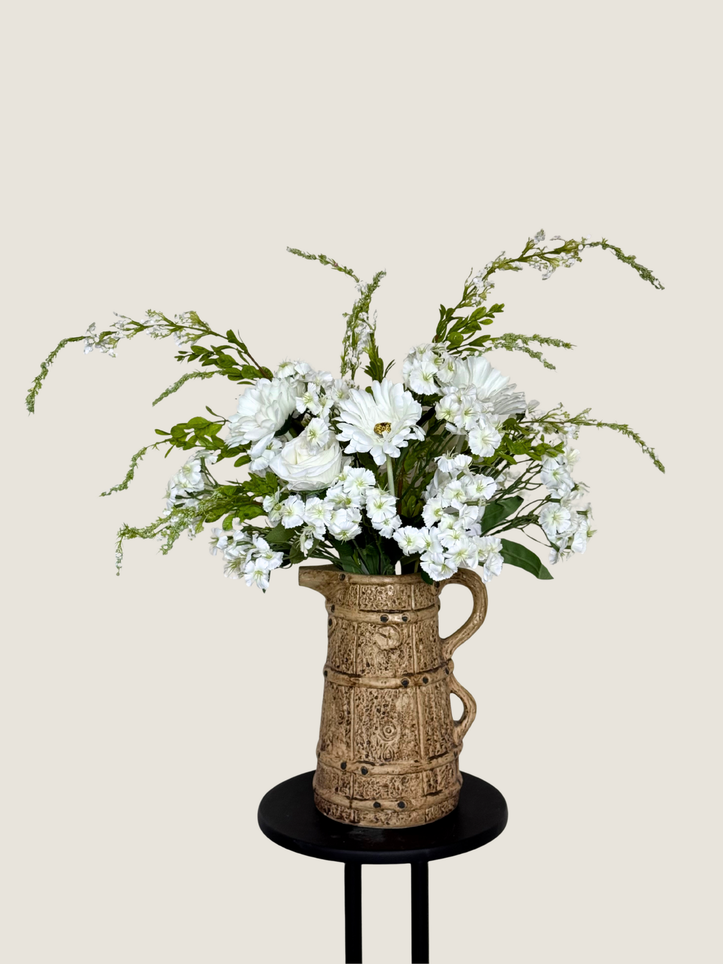 Sally | Arrangement including Vintage Vase | White, Green
