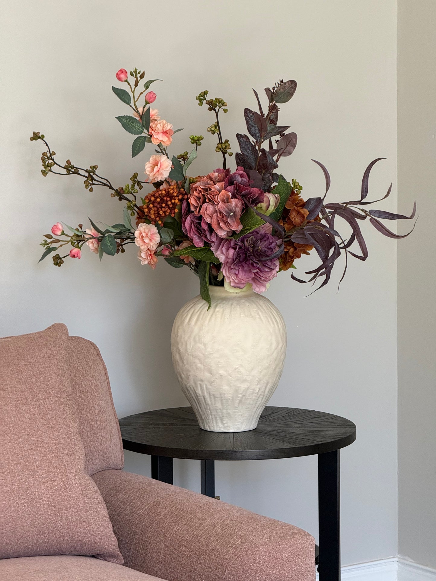 Rebecca | Large Dark Purple Artificial Flower Bouquet | Peony, Hydrangea, Berries