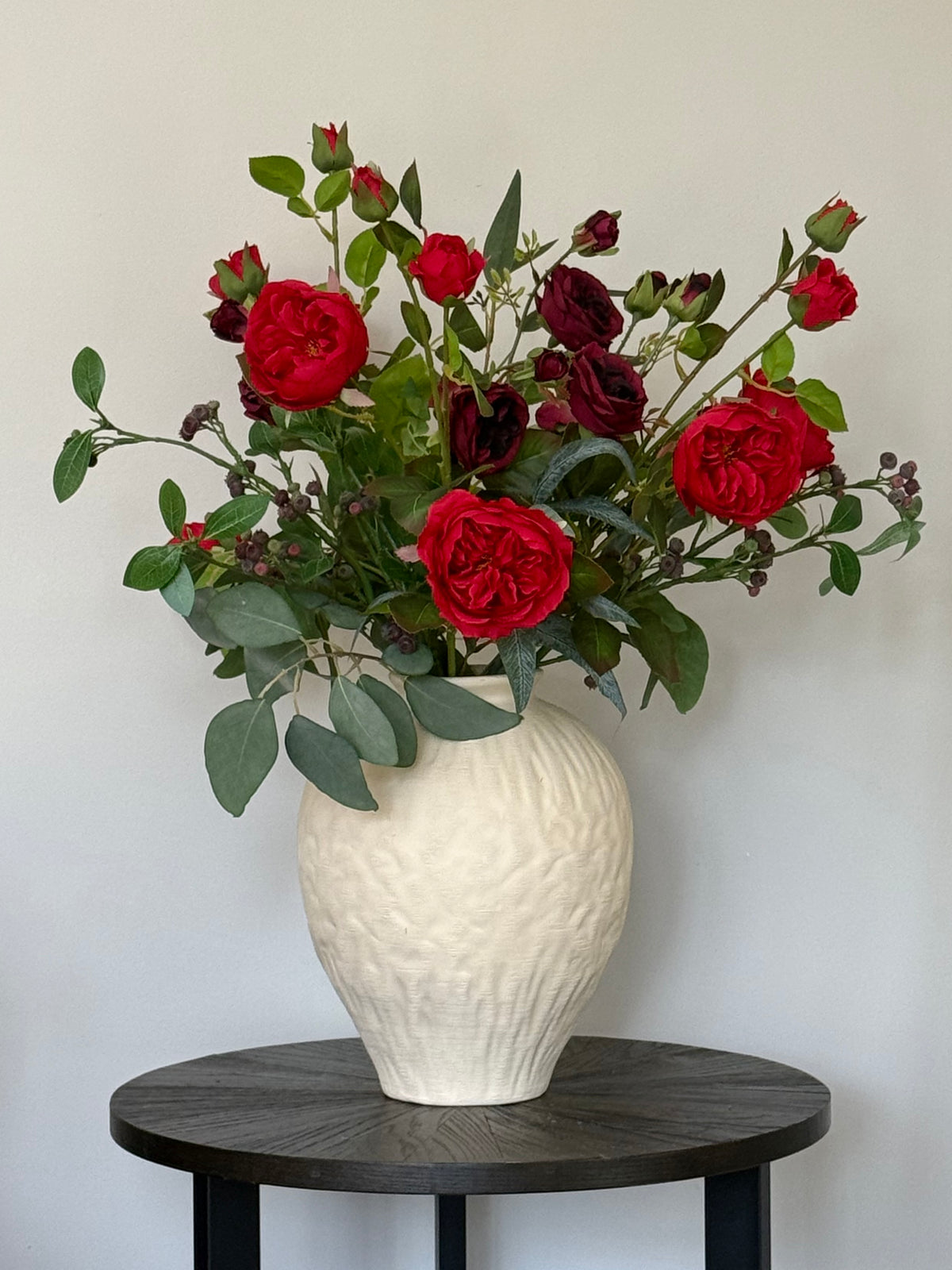 Catherine | Large Red Artificial Flower Bouquet | Roses & Berries | Luxury Hand-Tied Faux Flowers | Ready to Style