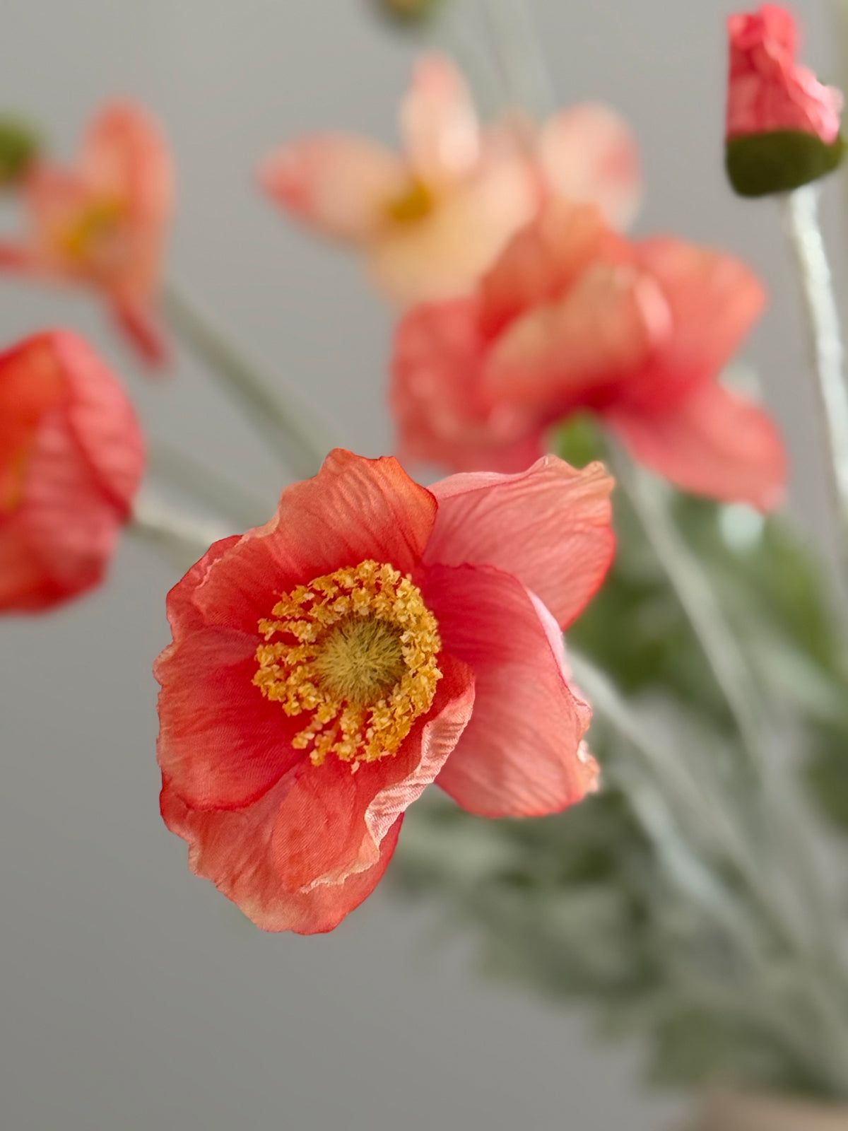 Autumn Poppies | Medium Pink & Peach Artificial Flower Bouquet | Luxury Hand-Tied Faux Flowers | Ready to Style