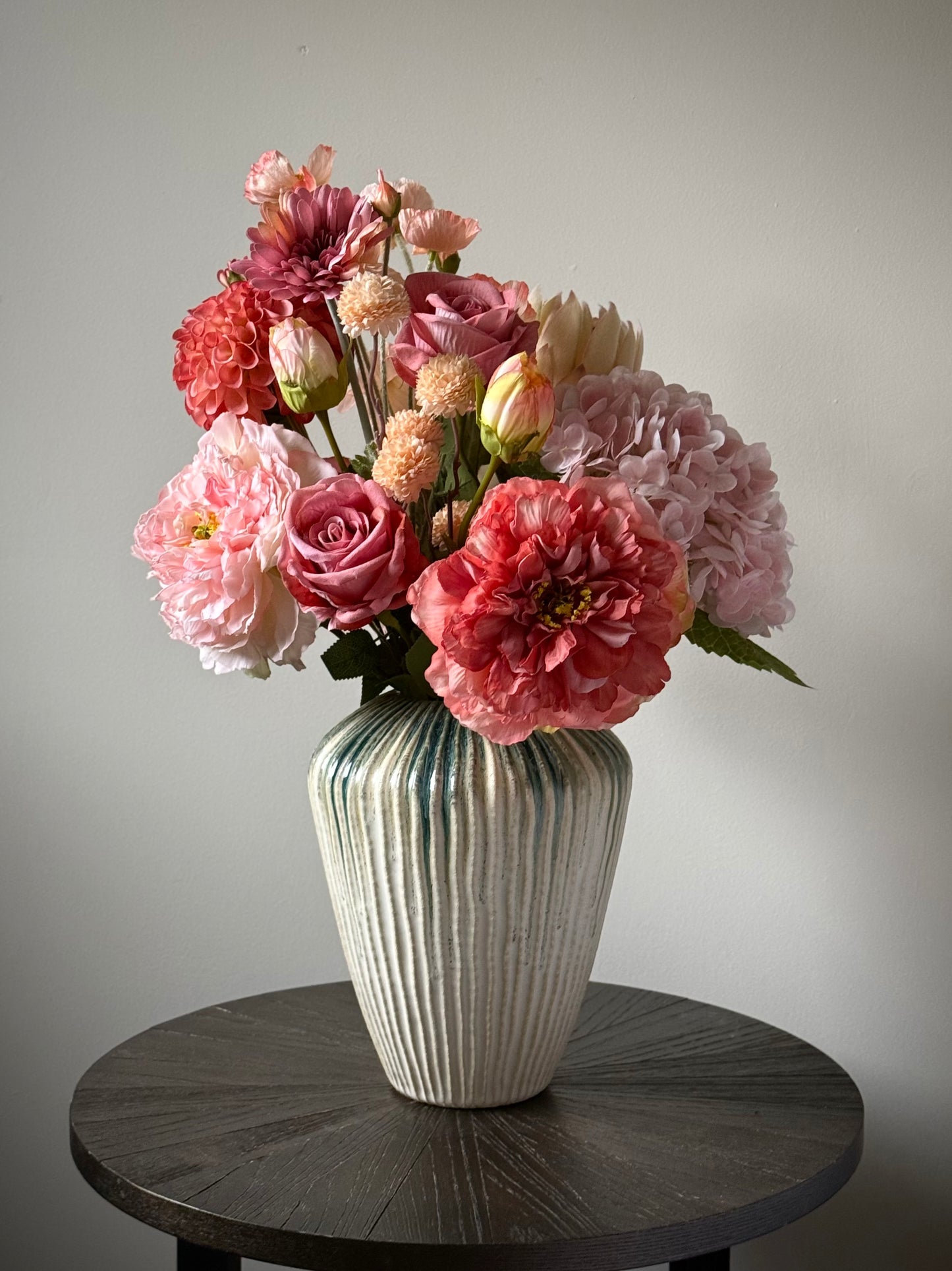 Alexandra | Medium Pink Artificial Flower Bouquet | Hydrangea, Peony, Dahlia | Luxury Hand-Tied Faux Flowers | Ready to Style