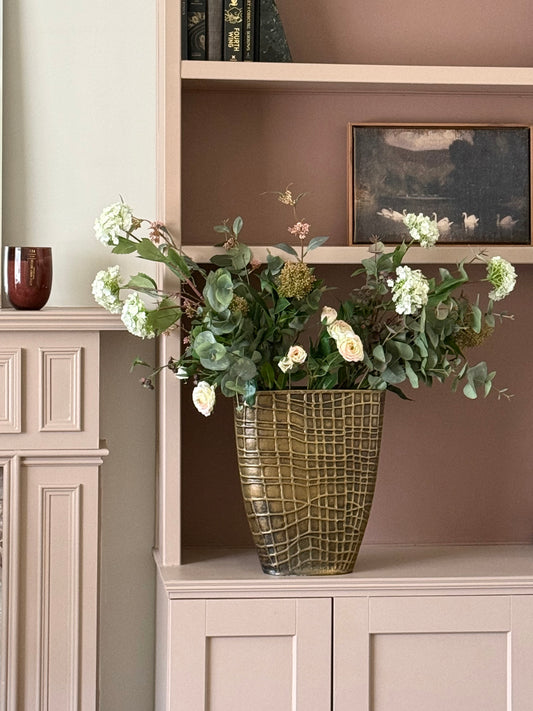 Ashleigh | Extra Large Green & White Artificial Flower Bouquet | Foliage, Berries, Hydrangea | Luxury Hand-Tied Faux Flowers | Ready to Style
