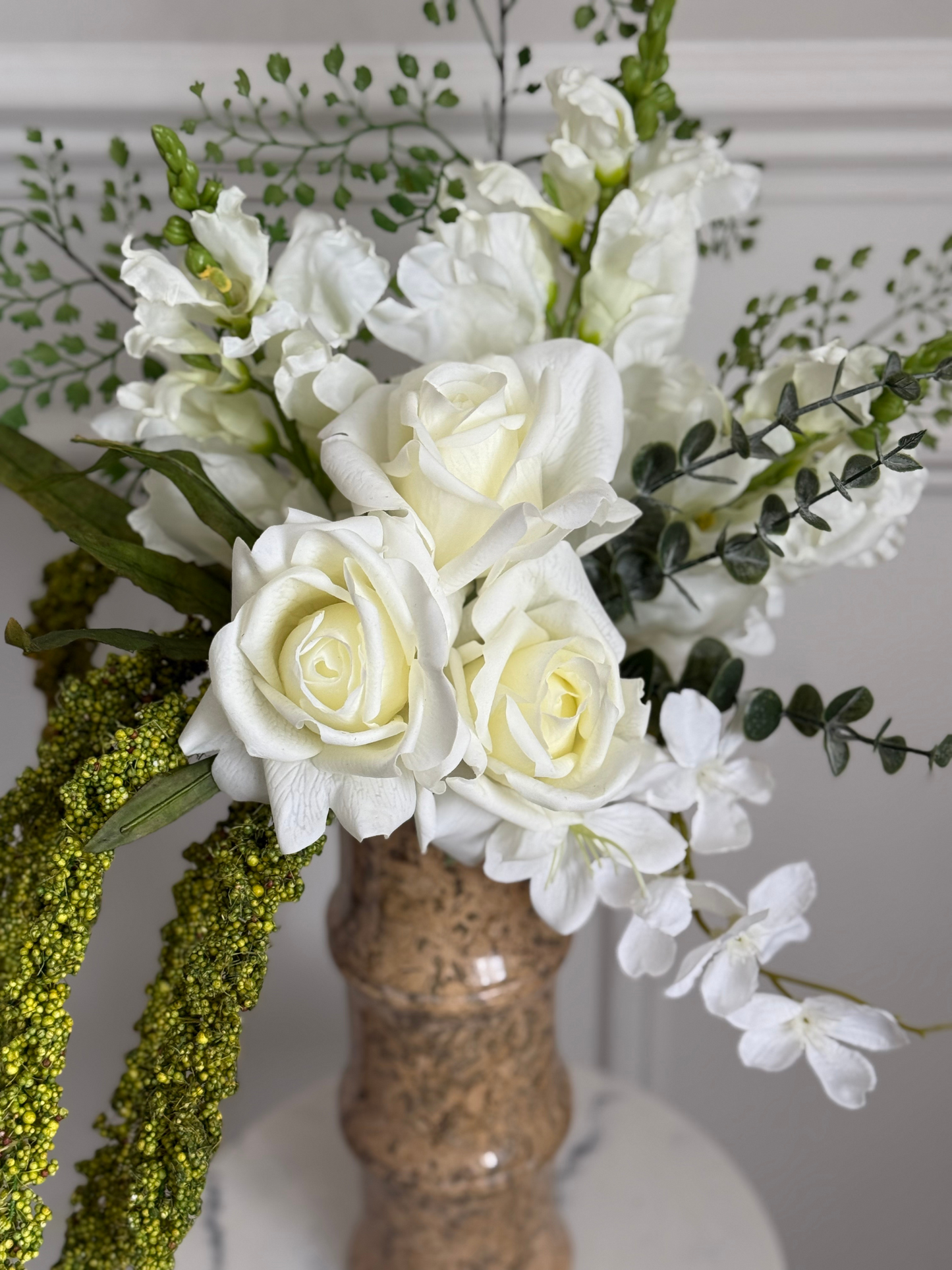 Magdalena | Arrangement including Vintage Vase | Green, White