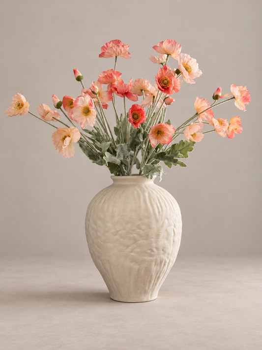 Autumn Poppies | Medium Pink & Peach Artificial Flower Bouquet | Luxury Hand-Tied Faux Flowers | Ready to Style