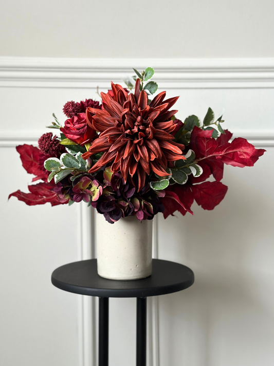 Barbara | Seasonal Arrangement including Vintage Vase | Red, Green