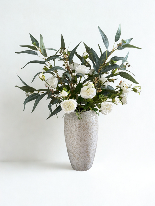 Louisa | Rose & Willow Leaf Bouquet | White, Green